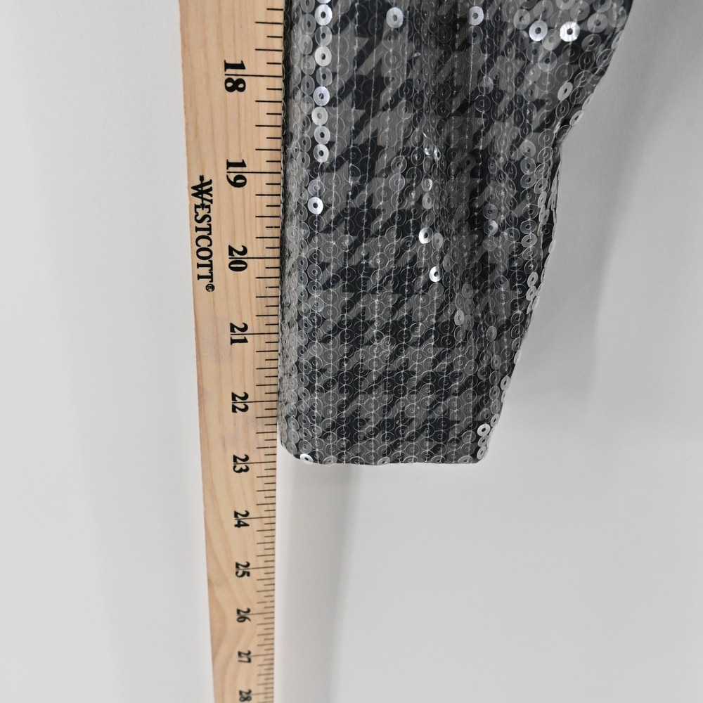 Chicos Womens Sequin Houndstooth Top Size S Silver Black Long Sleeve Tunic Glam - Picture 4 of 13